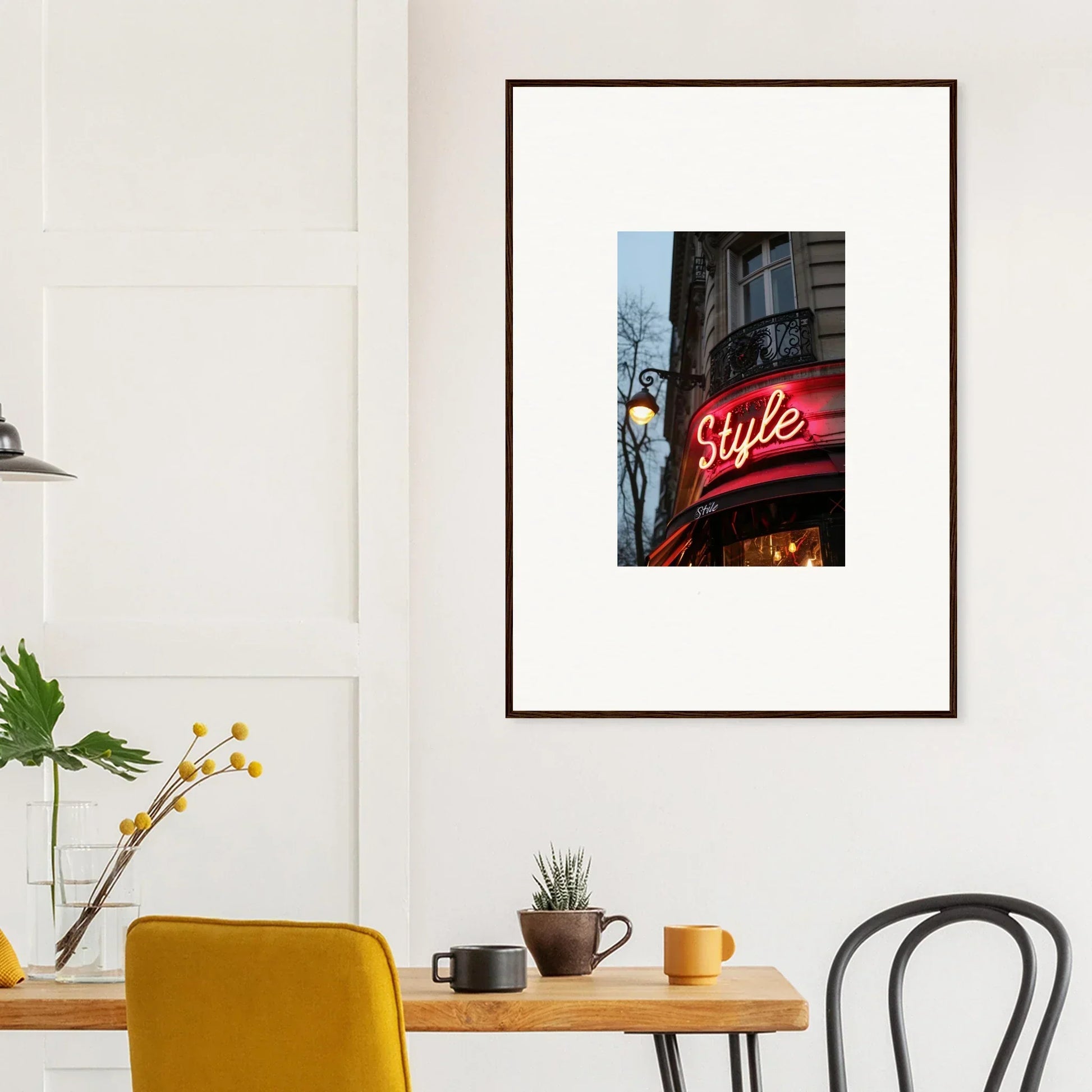 Framed photograph of a neon Style sign for cool room decoration and echo luminescence vibe