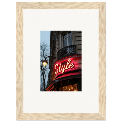 Framed photograph of a neon Style sign for cool room decoration echo luminescence vibes