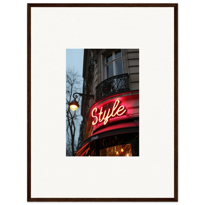 Framed photograph of a neon Style sign, perfect for echo luminescence room decoration