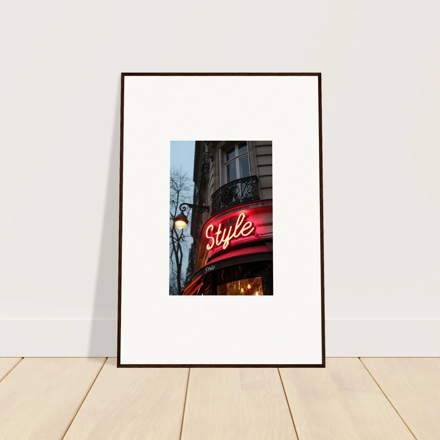 Framed canvas print of a neon Style sign, perfect for room decoration and echo luminescence