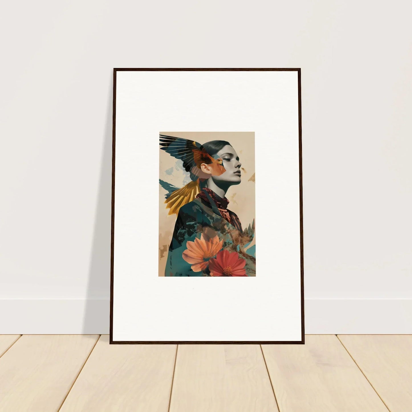 Surreal portrait art blending nature with a dreamy vibe for echo vase room decoration