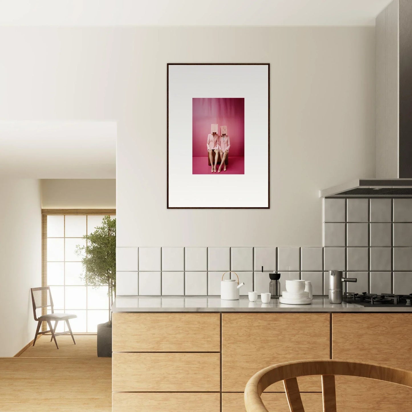 Framed photograph of two nude figures for unique room decoration or wall art