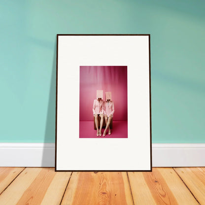 Framed Dimensional Reverie wall art with three figures in pink outfits for room decoration