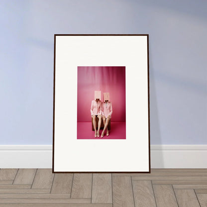 Framed wall art of two nude figures with a cross, perfect for room decoration