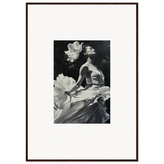 Black and white photo of a graceful figure for a stylish windswept reverie canvas print