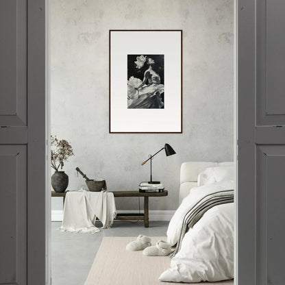 Framed black and white canvas print of Windswept Reverie for stylish room decoration