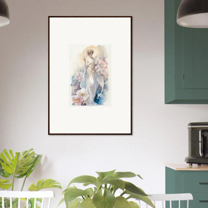 Framed watercolor painting of an ethereal female figure amidst bloom for stylish room decor