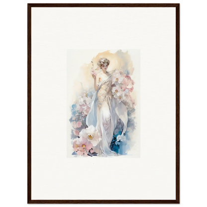 Watercolor painting of an elegant woman amidst bloom for stunning room decor