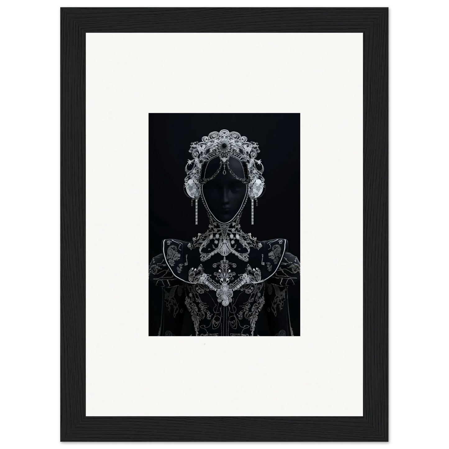 Silhouetted figure with lace patterns in Domino Ether special edition art for premium wall decor