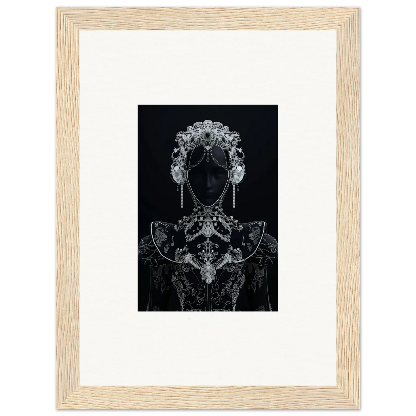 Black silhouette with silver filigree, part of the special edition art Domino Ether