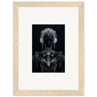 Black silhouette with silver filigree, part of the special edition art Domino Ether