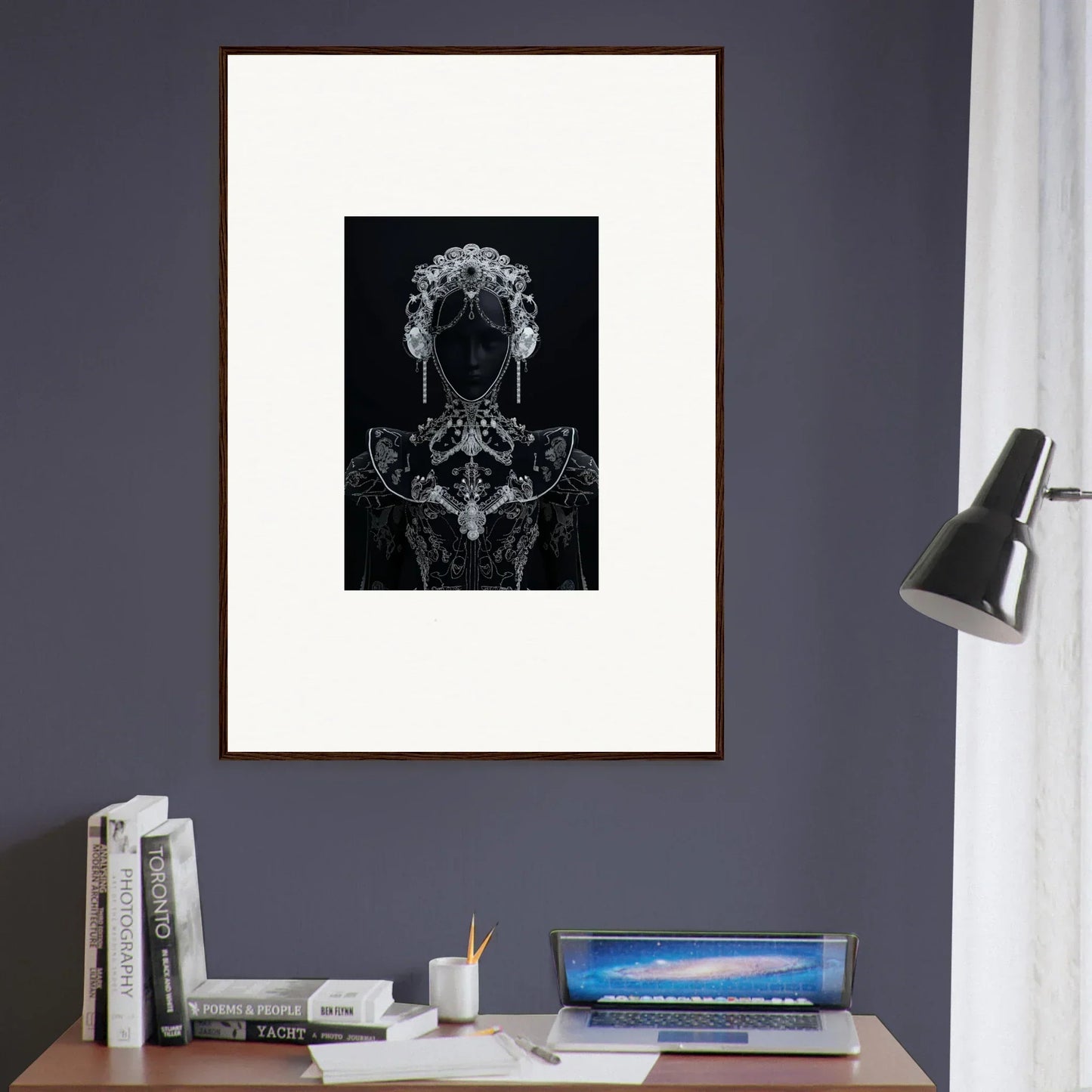 Black and white framed art print with intricate design from Domino Ether special edition art™