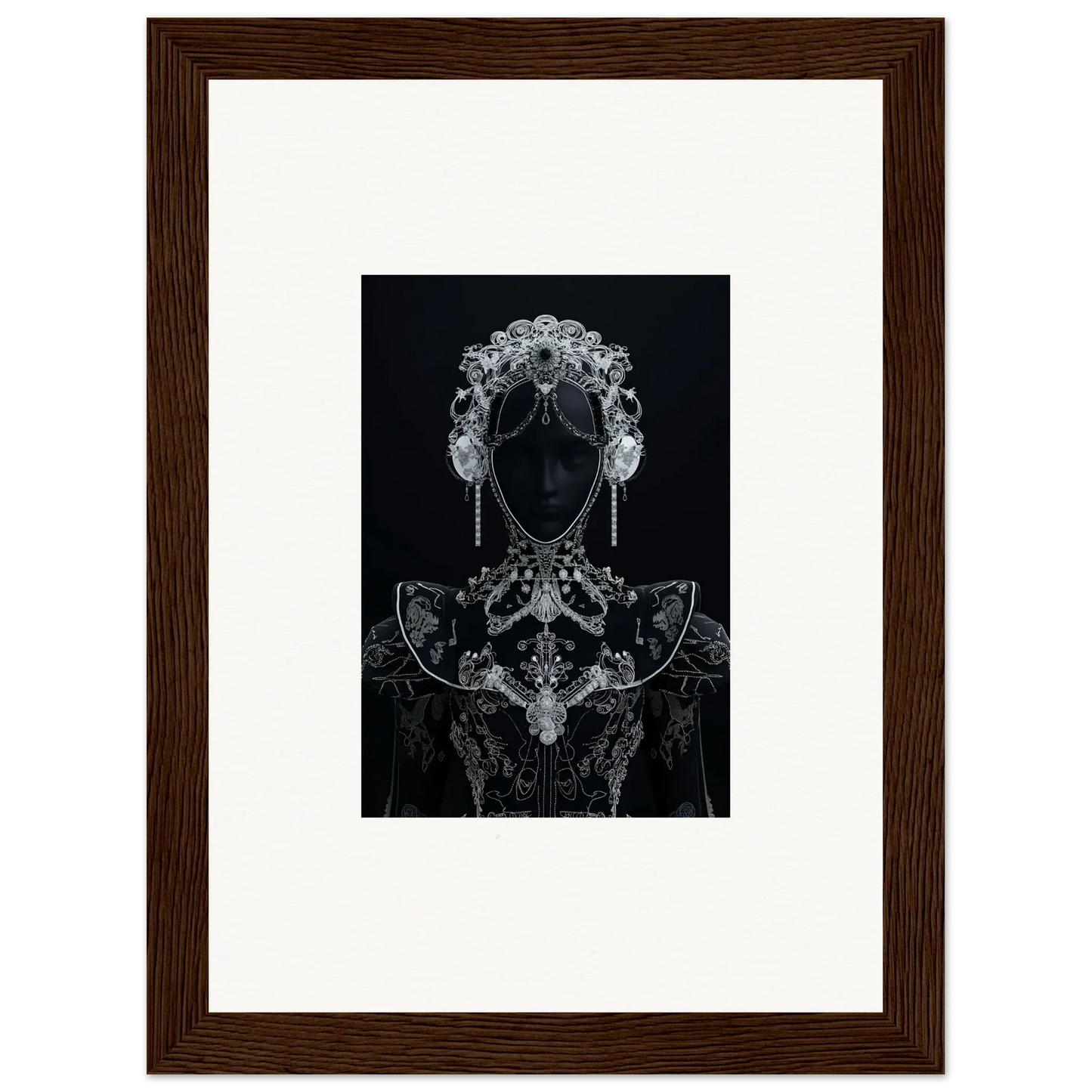 Dark silhouette with lace patterns in premium framed wall art for Domino Ether