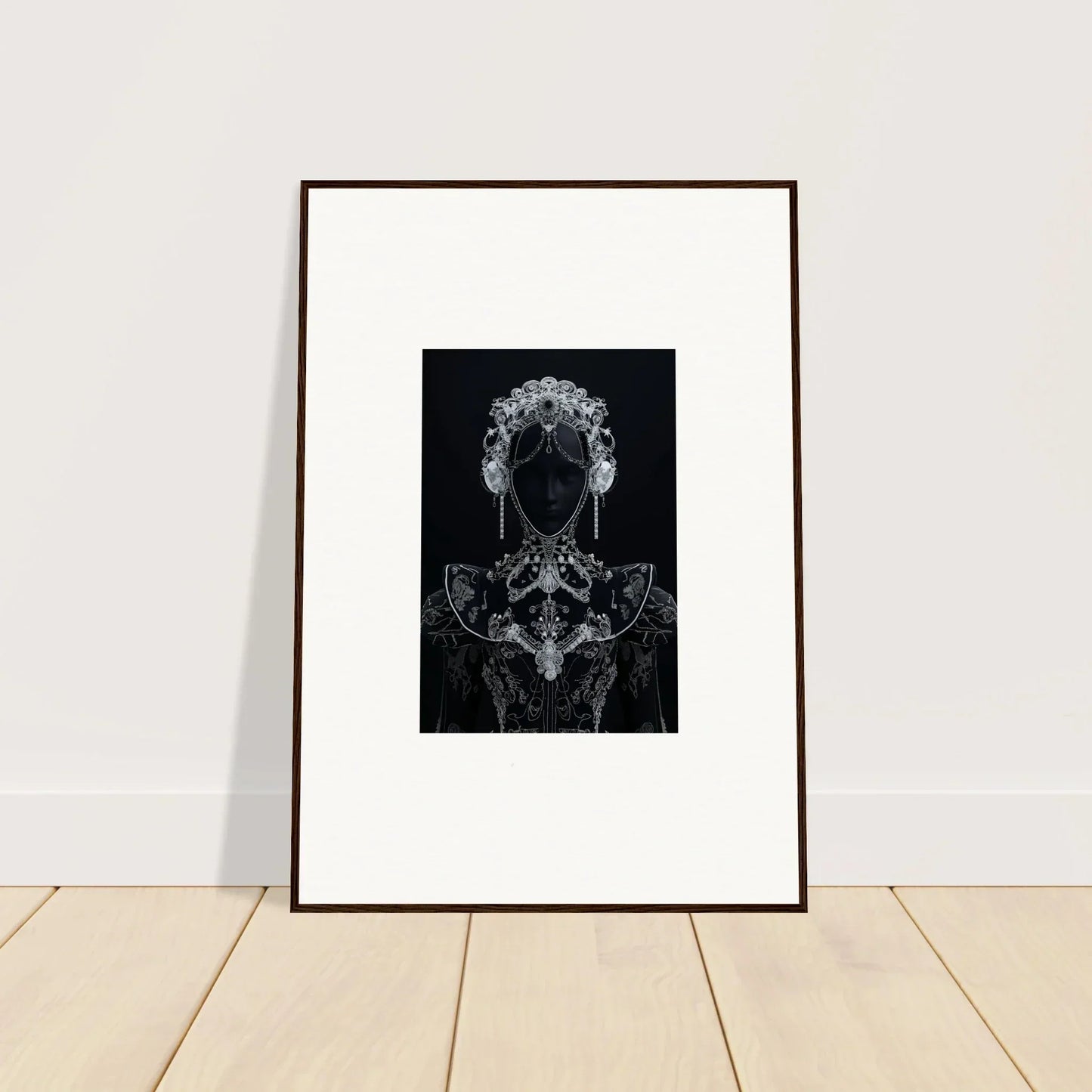 Framed black and white special edition art™ print of ornate silhouette in Domino Ether