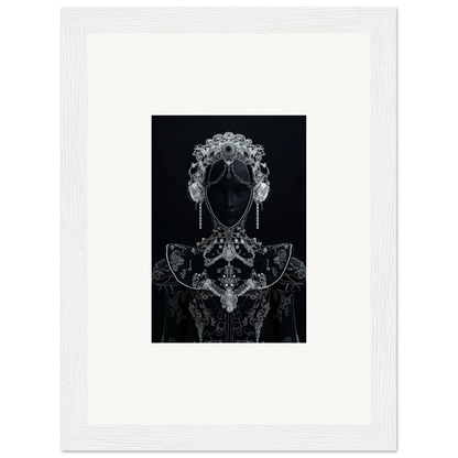 Silhouetted figure in ornate lace, part of the special edition art Domino Ether