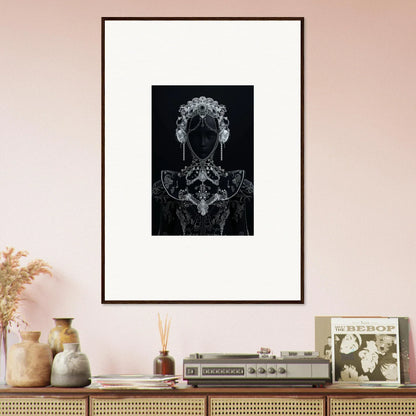 Black and white art print of ornate silhouette with crown, part of Domino Ether special edition art™