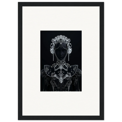 Black and white silhouette with ornate patterns, perfect for your Domino Ether premium framed wall