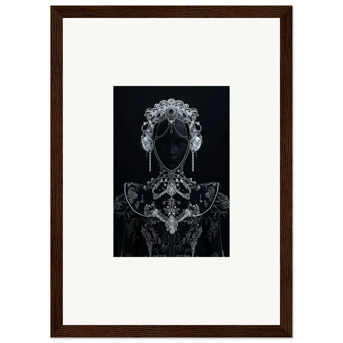 Dark silhouette with lace patterns in Victorian style for Domino Ether premium framed wall