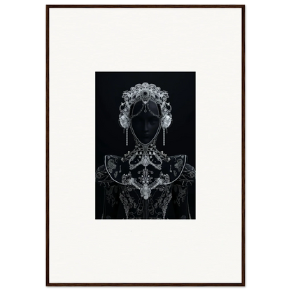 Ornate silhouette with lace patterns and decorative headpiece from Domino Ether special edition art™