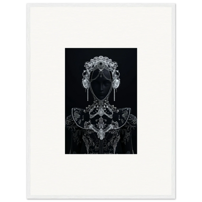 Silhouetted figure in silver jewelry on black, showcasing Domino Ether special edition art™