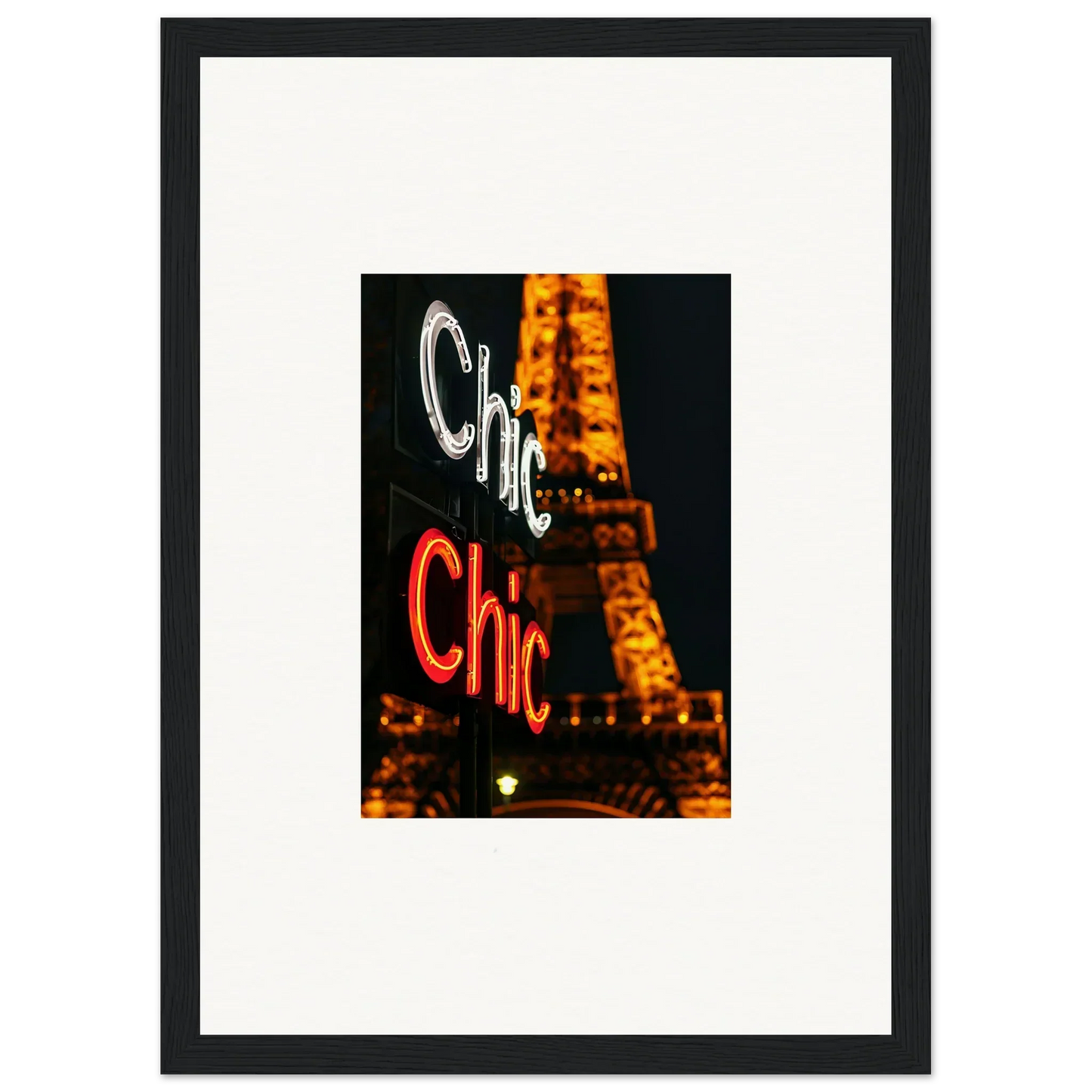 Neon Chic sign with Eiffel Tower, perfect for room decoration or wall art canvas print