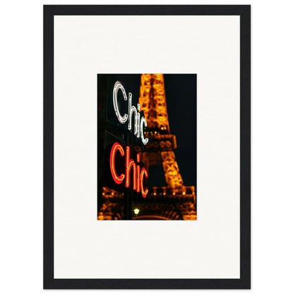 Neon Chic sign with Eiffel Tower, perfect for room decoration or wall art canvas print