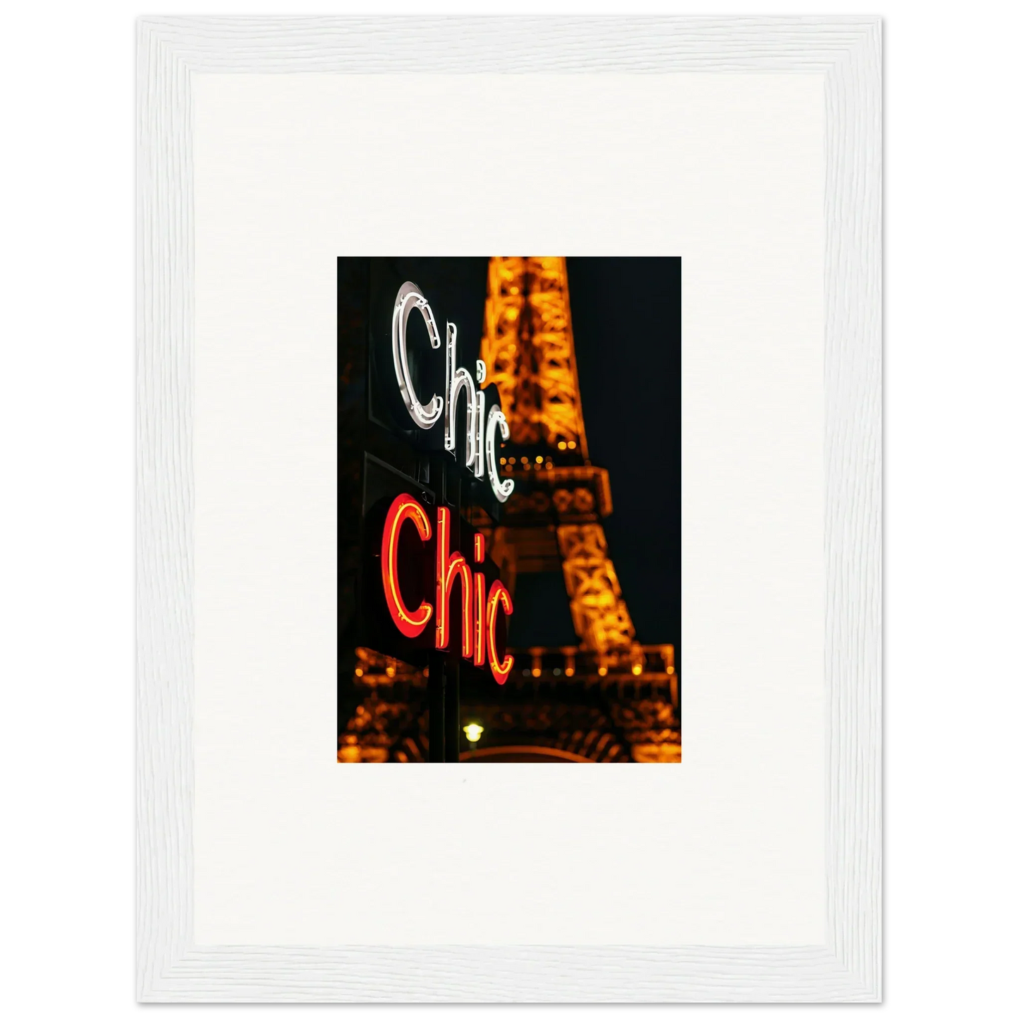 Chic neon sign with Eiffel Tower, perfect for your room decoration or wall art