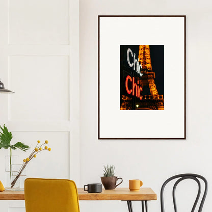 Framed wall art of Cafe Chic sign with Eiffel Tower, perfect for room decoration