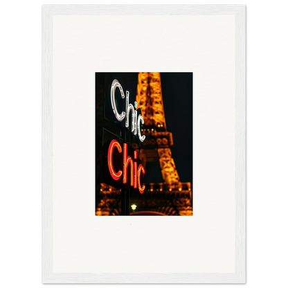 Neon Chic sign with Eiffel Tower backdrop, perfect for trendy wall art or room decoration