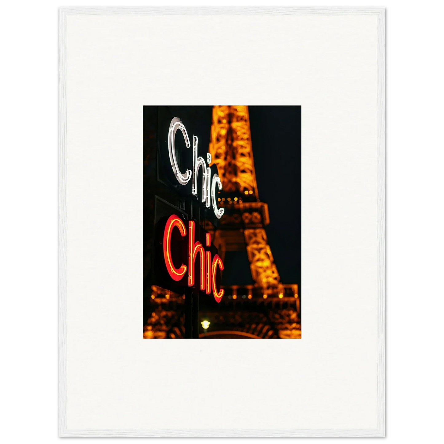 Chic neon sign with Eiffel Tower, perfect for room decoration or wall art vibes