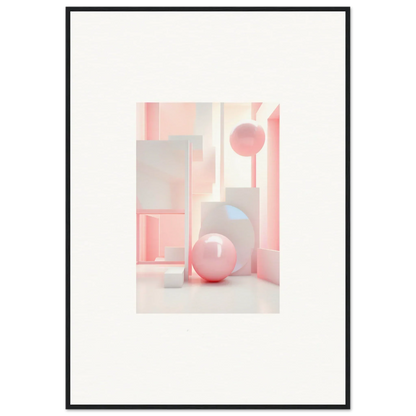 Abstract geometric canvas print with soft pink spheres for cool room decoration