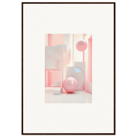 Framed canvas print of soft pink geometric shapes for stylish room decoration