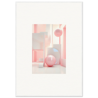 Abstract geometric wall art with soft pink spheres for stylish room decoration