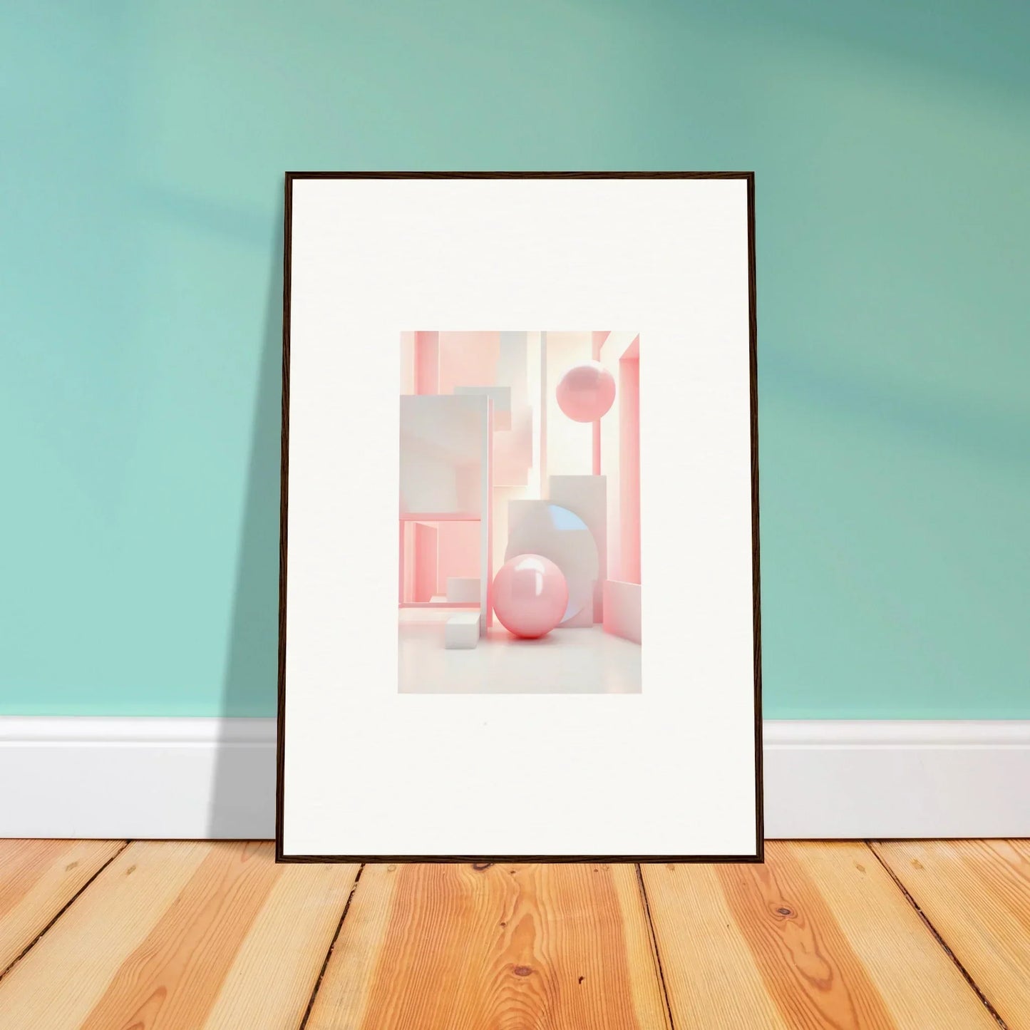 Framed wall art Dream-Banquet Pink with pastel geometric shapes for cool room decoration