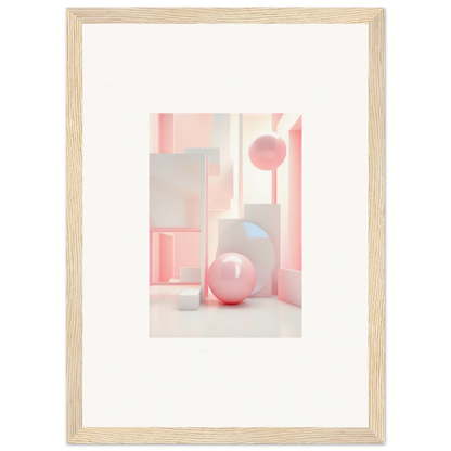 Framed wall art with soft pink geometric shapes for stylish room decoration