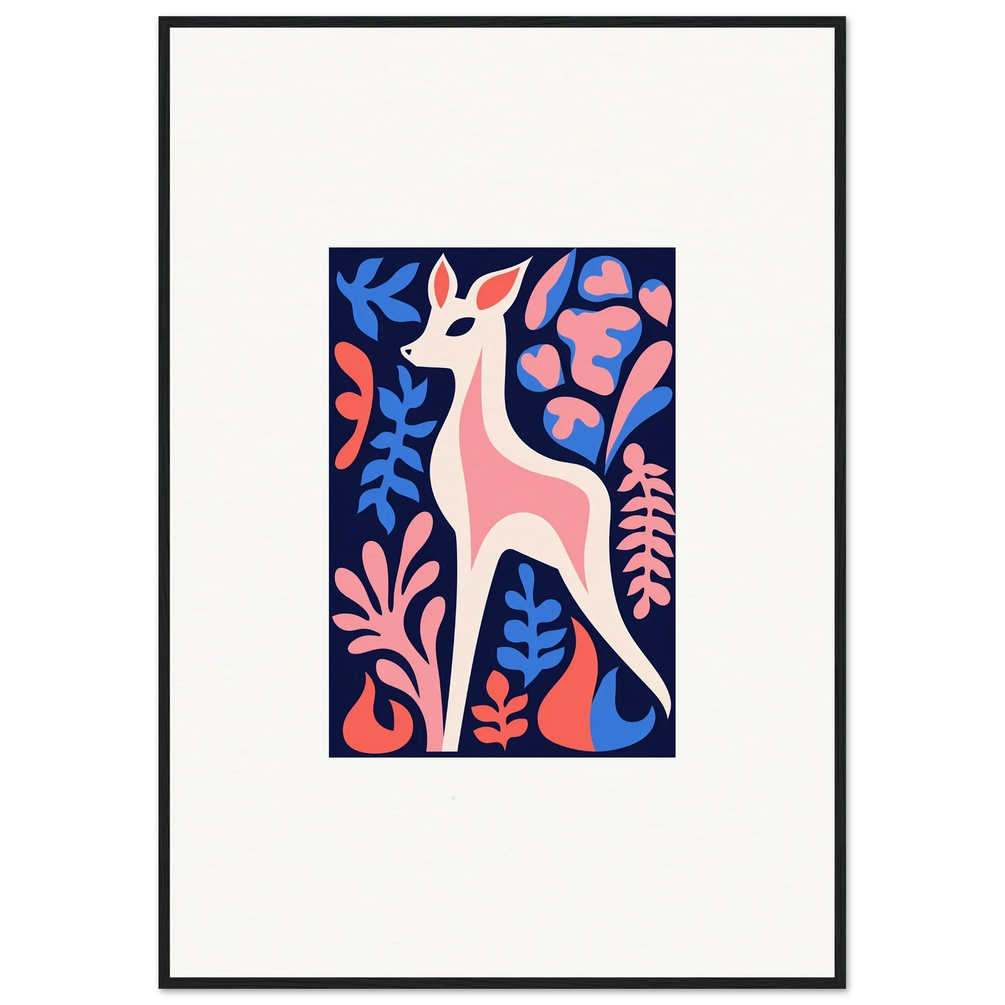 Stylized fawn flora among colorful foliage for stylish room decor and framed wall art