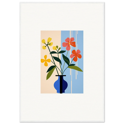 Colorful floral illustration in blue vase for Dream Petalscapes Bloom room decor