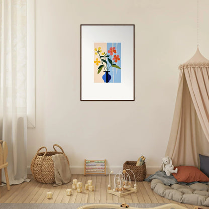 Framed colorful floral still life painting for elegant room decor in Petalscapes Bloom