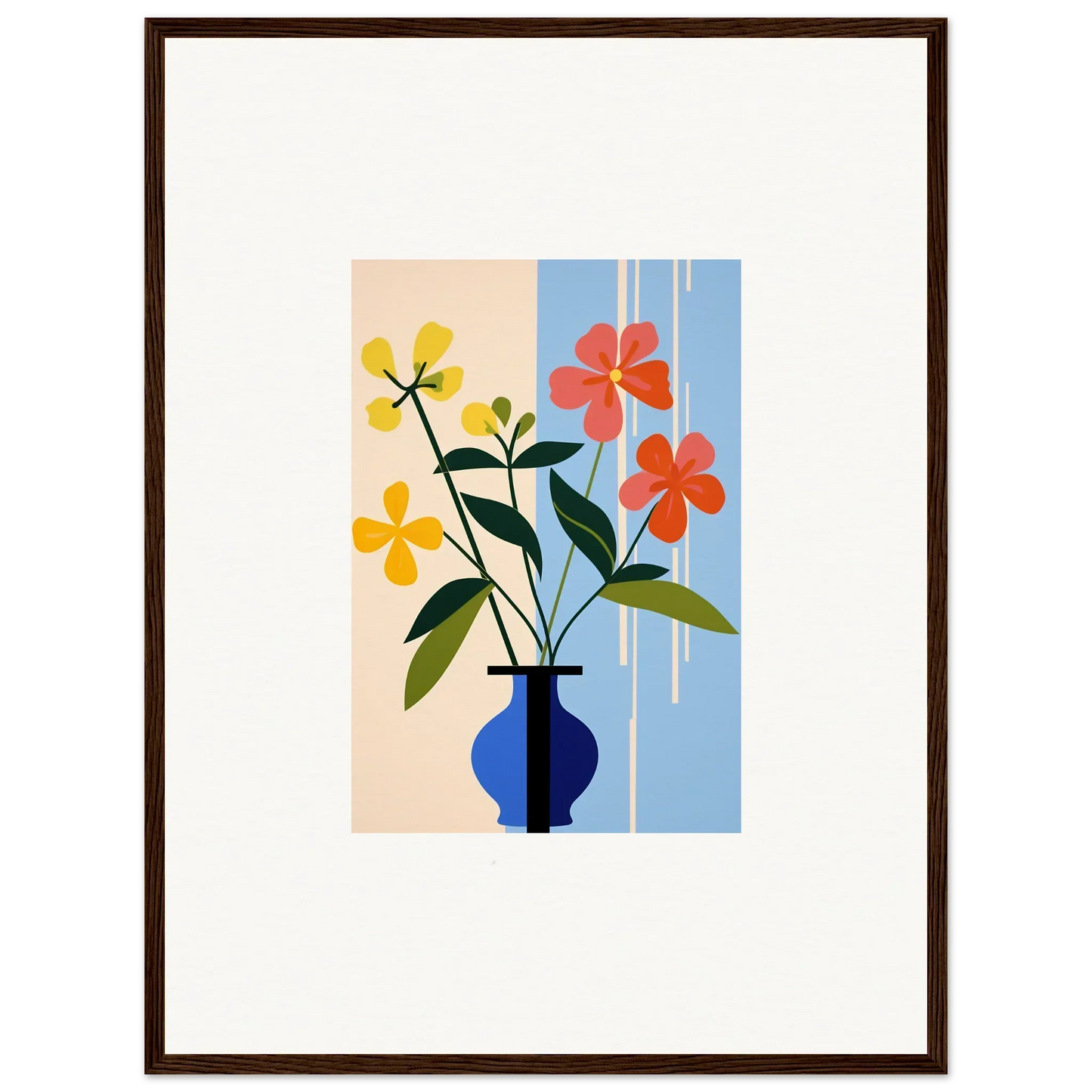 Framed wall art featuring Dream Petalscapes Bloom with colorful flowers in a vase