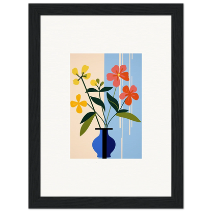 Framed wall art featuring colorful flowers in a vase for vibrant room decor