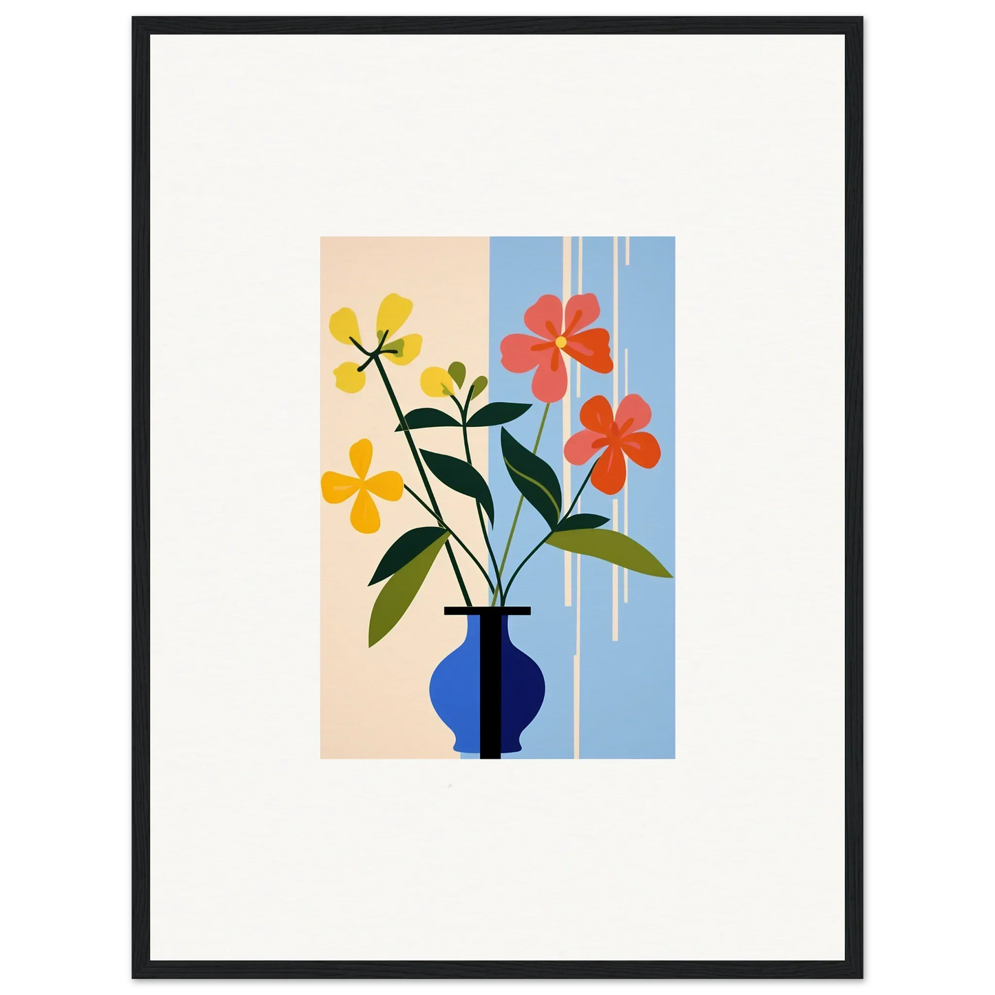 Colorful floral illustration in a black frame, ideal for Room Decor and Petalscapes Bloom