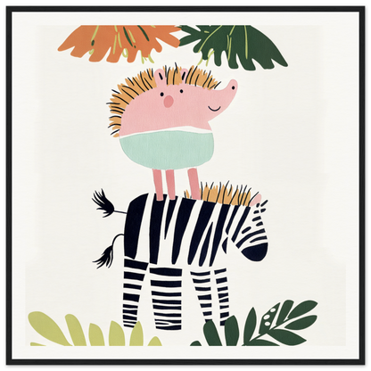 Pink hedgehog atop a black and white zebra in the Dream-Zebra Frolic special edition