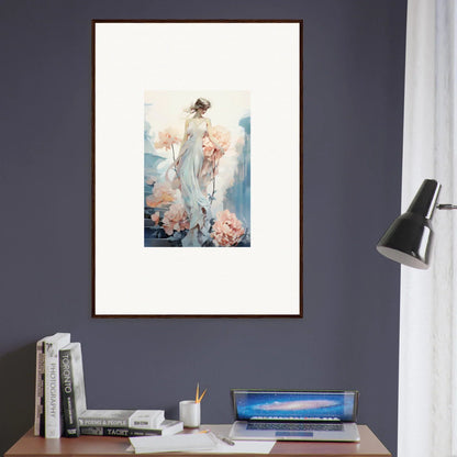 Framed wall art of a pastel female figure in Dreamers Floral Ballet room decor