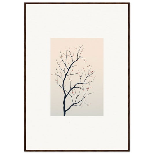 Minimalist canvas print of a bare tree branch, perfect for silent renewal room decoration