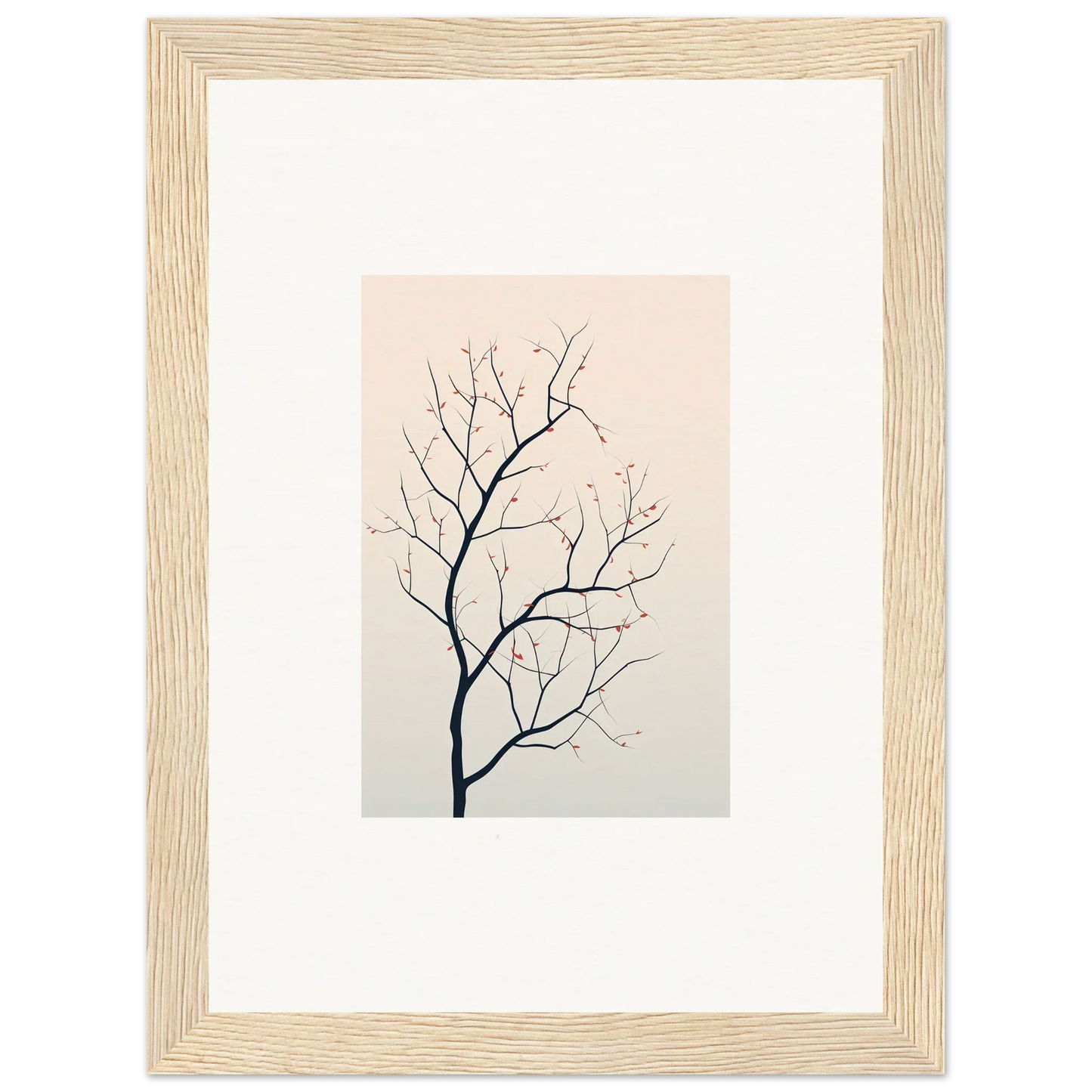 Framed canvas print of a bare tree branch for silent renewal room decoration