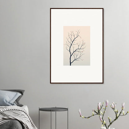 Framed minimalist canvas print of a bare tree branch for silent renewal room decoration