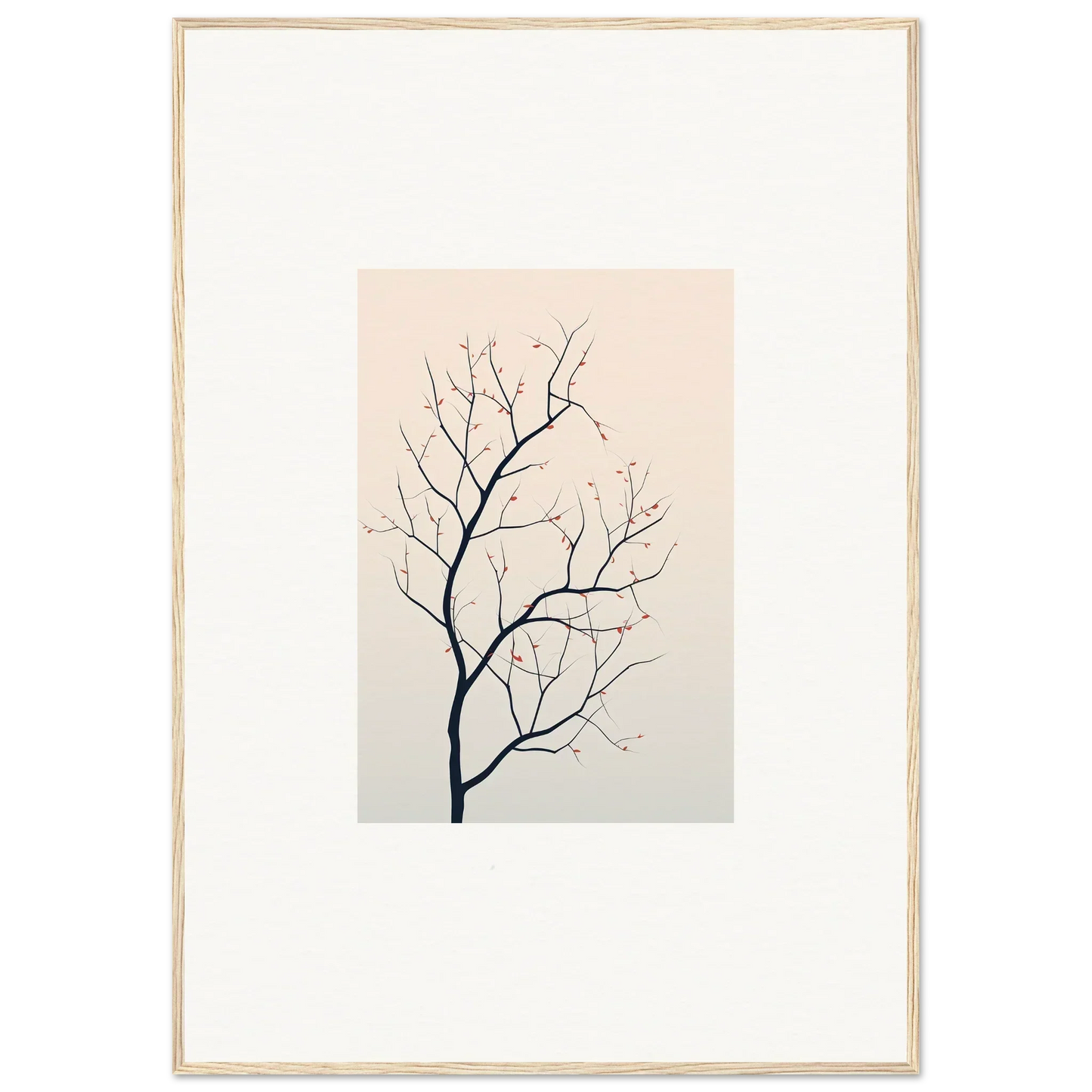 Delicate tree branch with bare twigs for a silent renewal canvas print decor