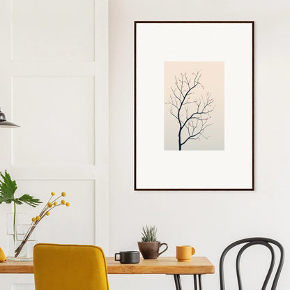 Framed canvas print of a bare tree branch for tranquil silent renewal room decoration