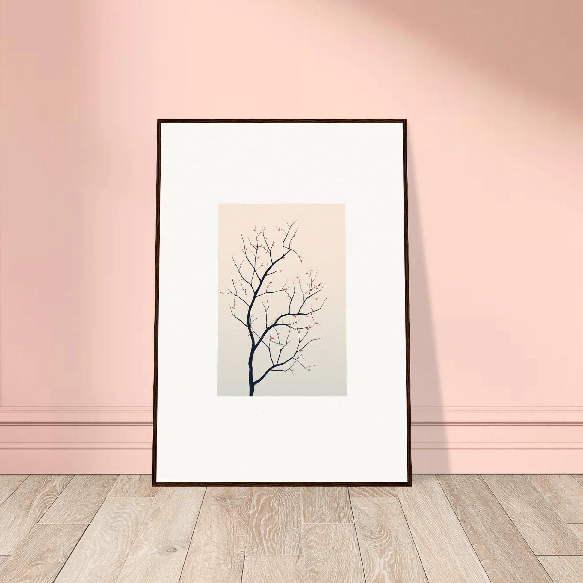 Framed canvas print of a bare tree branch for silent renewal room decoration