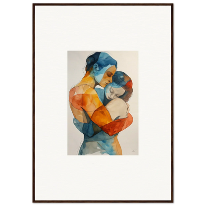 Watercolor canvas print of two embracing figures, perfect for room decoration